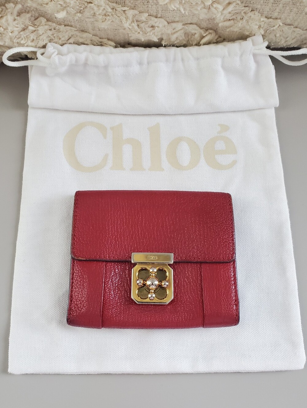 Chloe Red Leather Compact Wallet